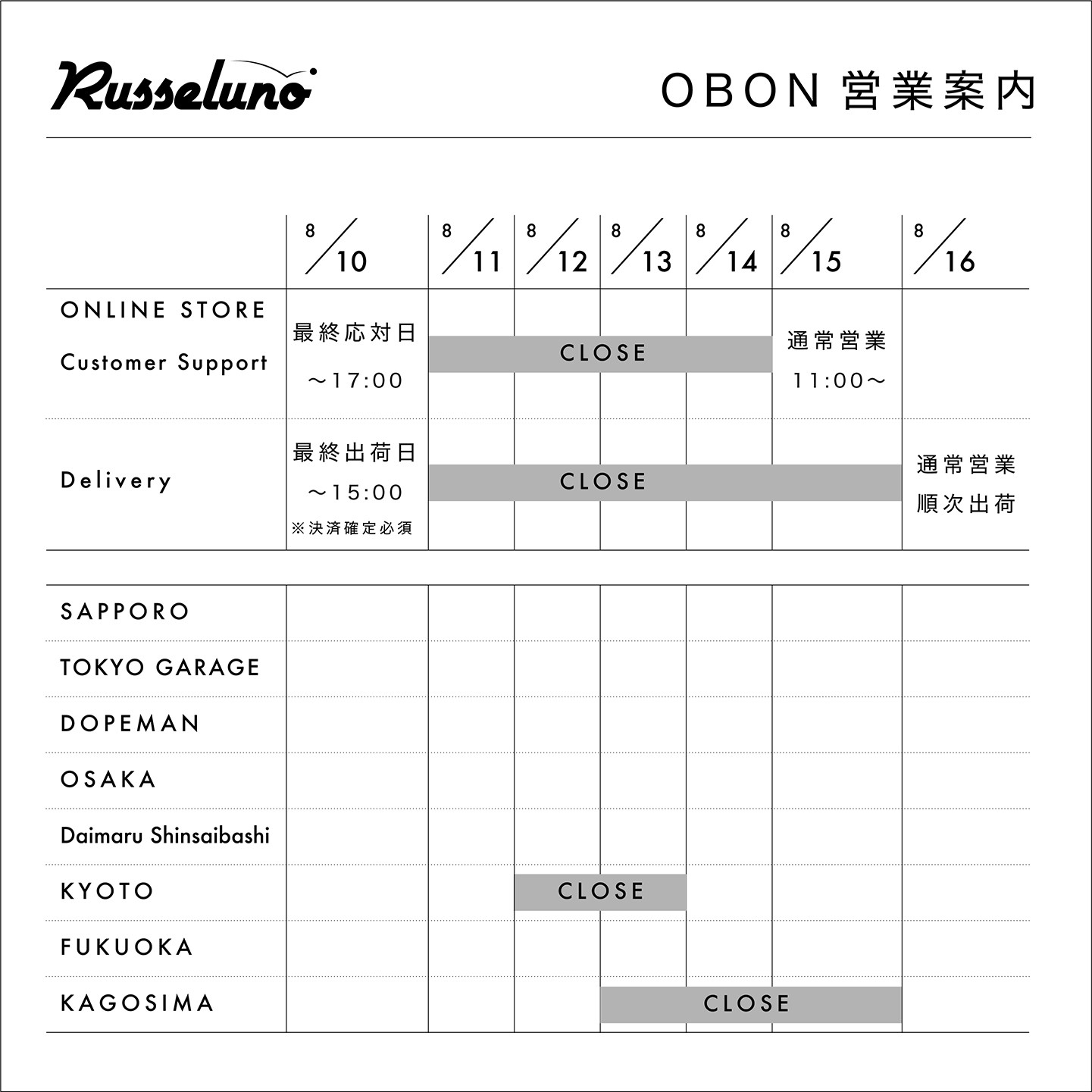 Russeluno Online Store / TOPページ
